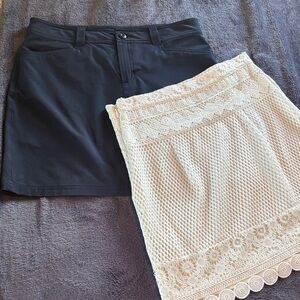 2 skirts: Bebe Lace Skirt, Eddie Bauer Navy skort
